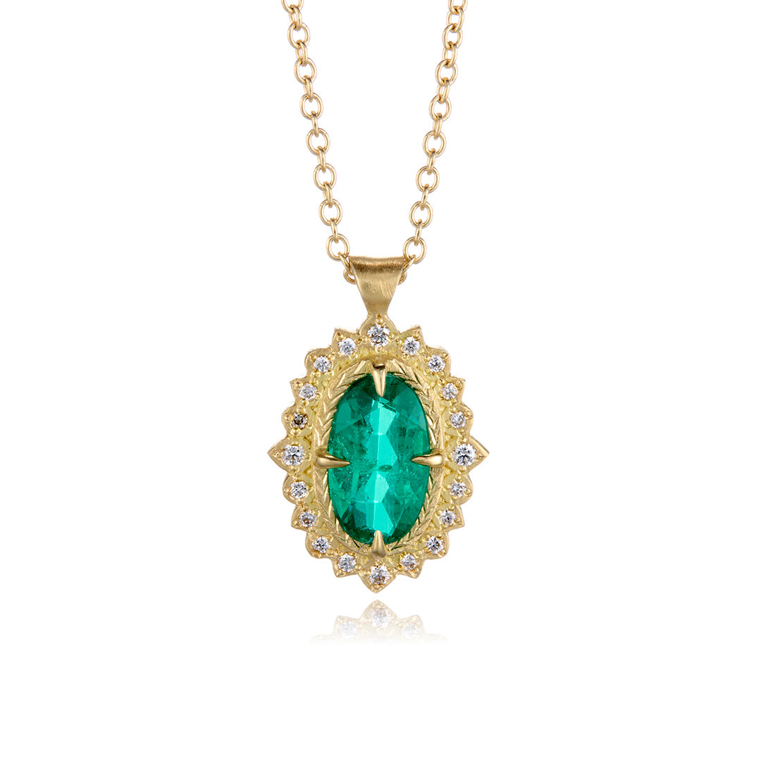 Emerald Flame Pendant Necklace