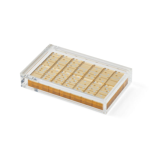 Lucite Gold Dominoes Set