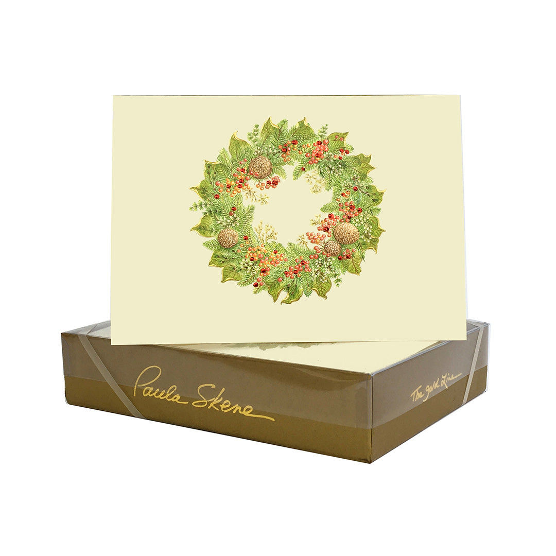 Paula Skene Magnolia Leaf Wreath Note Cards, Set of 8