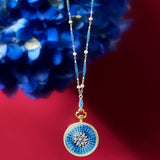 Art Nouveau Diamond & Enamel Watch Pendant Necklace