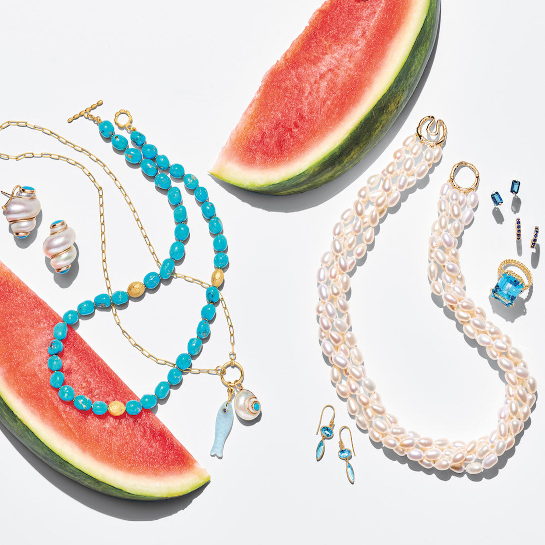 White Shell & Turquoise Earrings