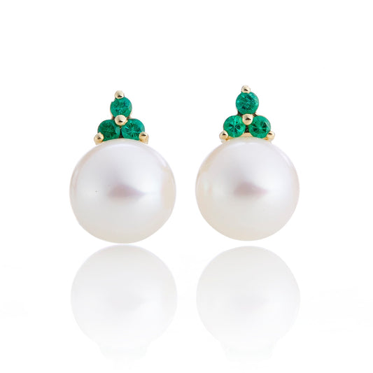 Gump's Signature Madison Earrings in Pearls & Emeralds