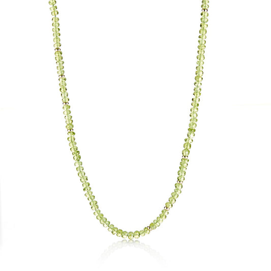 Faceted Peridot & Gold Rope Necklace