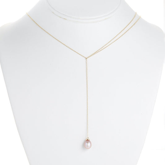 Pink Pearl Drop Lanyard Necklace