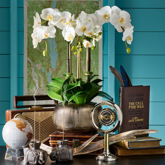 Earth Globe on Crystal Base, White Gold