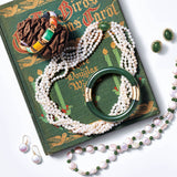 4mm Pearl 6-Strand Twist & Green Nephrite Jade Necklace