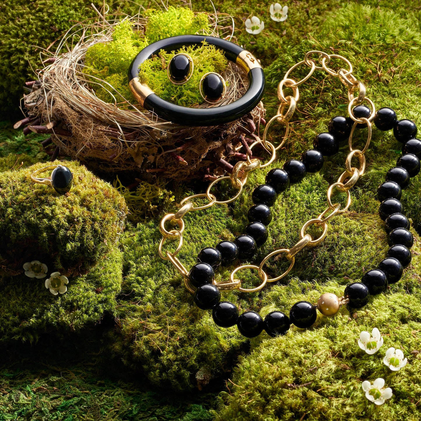 12mm Black Nephrite Jade Bead Necklace, 18"