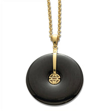 Gump's Signature Black Jade Pi & Gold Shou Pendant