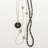 Black Jade Pi & Gold Shou Pendant