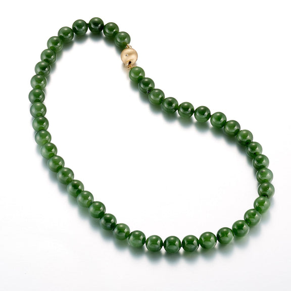 Gump's Signature 10mm Green Nephrite Jade Necklace
