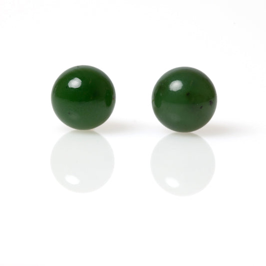 Gump's Signature 10mm Green Nephrite Jade Bead Earrings