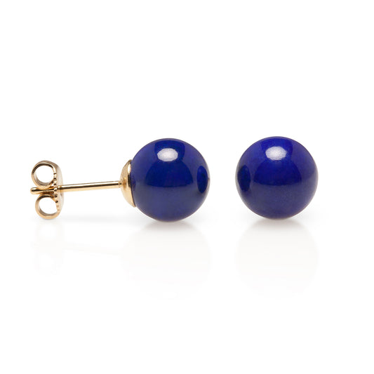 Lapis Bead & Gold Earrings