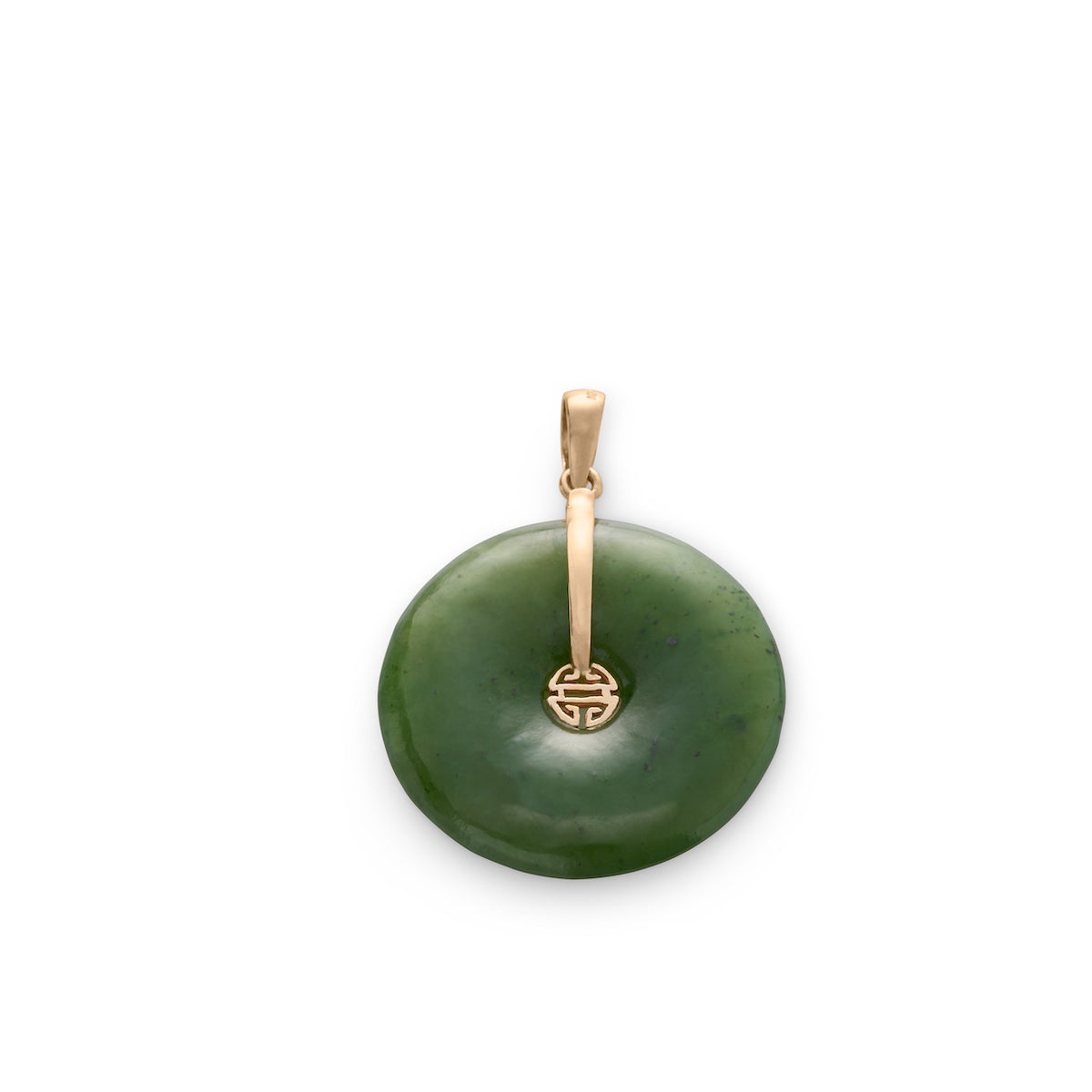 Green Nephrite Jade Pi & Gold Shou Pendant