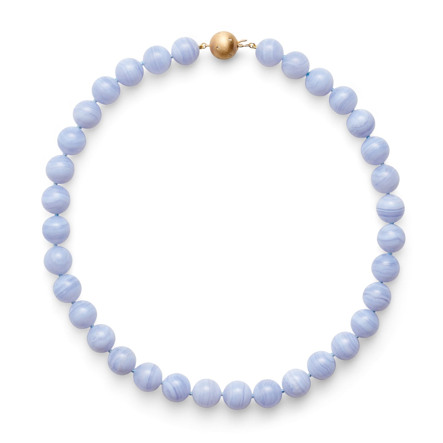 12mm Blue Lace Agate & Gold Necklace