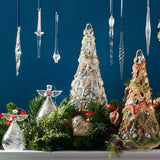 Glass Angel with Red Heart Ornaments, Set of 2