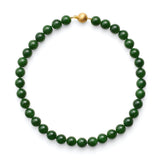 12mm Green Nephrite Jade & Gold Necklace