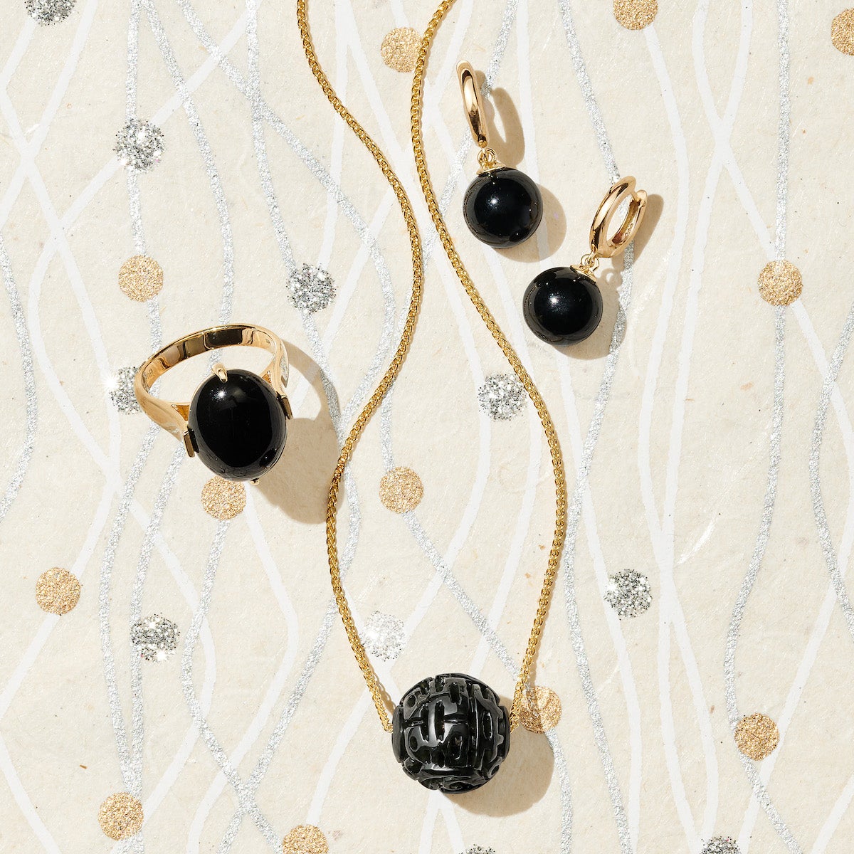 Soho Earrings in Black Jade