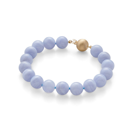 Gump's Signature 10mm Blue Lace Agate & Gold Bracelet