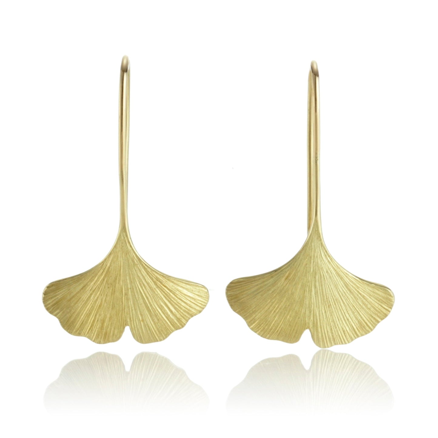 Gudrun Langner Brushed Gold Ginkgo Leaf Drop Earrings