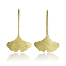 Gudrun Langner Brushed Gold Ginkgo Leaf Drop Earrings