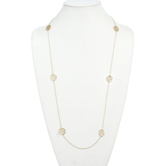 Long Six-Station Gold Shou Necklace