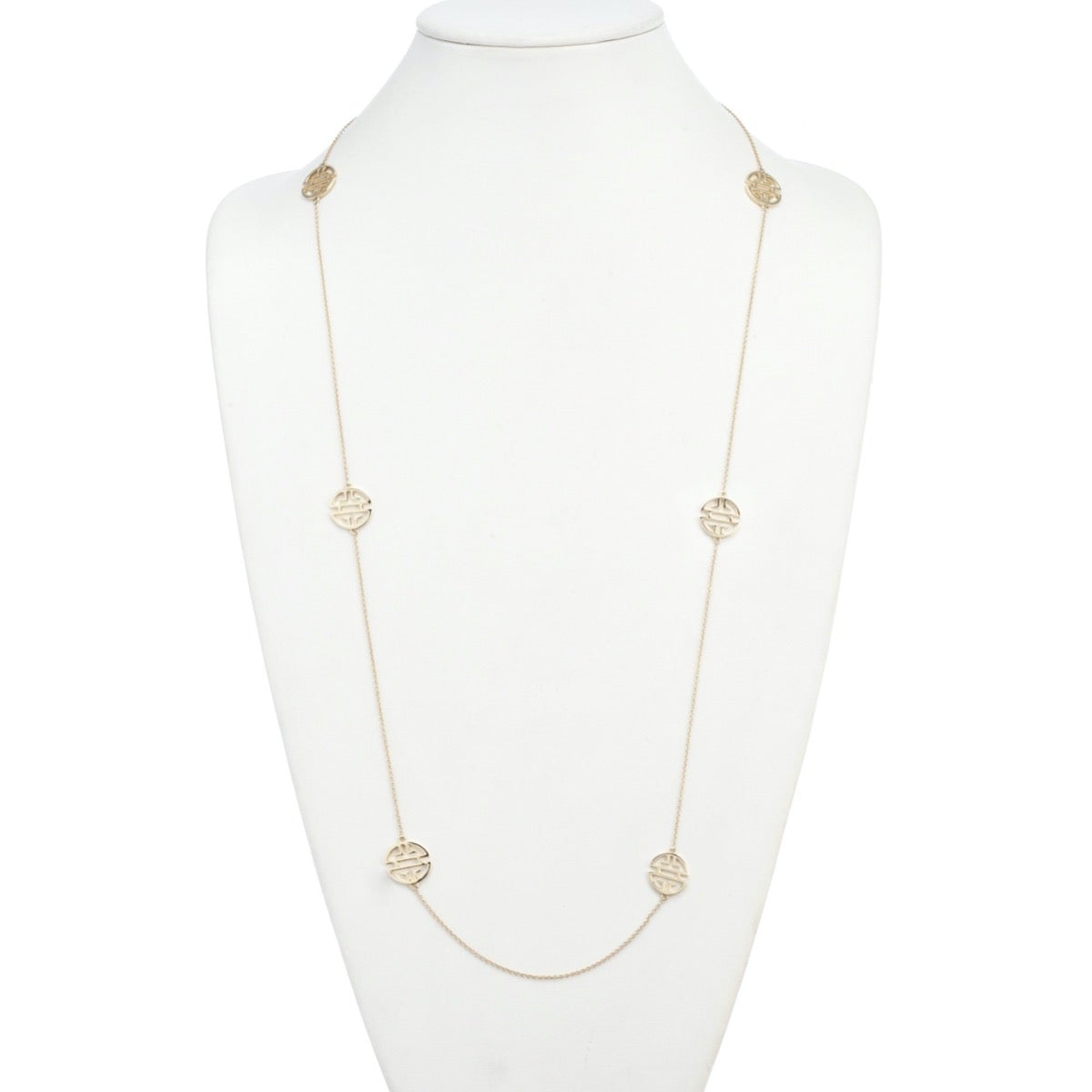 Long Six-Station Gold Shou Necklace