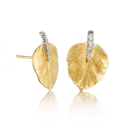 Diamond Aspen Leaf Earrings