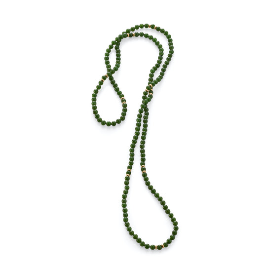 Gump's Signature Green Nephrite Jade & Gold Station Rope Necklace