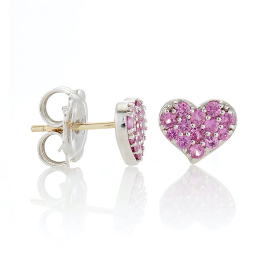 Pink Sapphire Pavé Heart Earrings