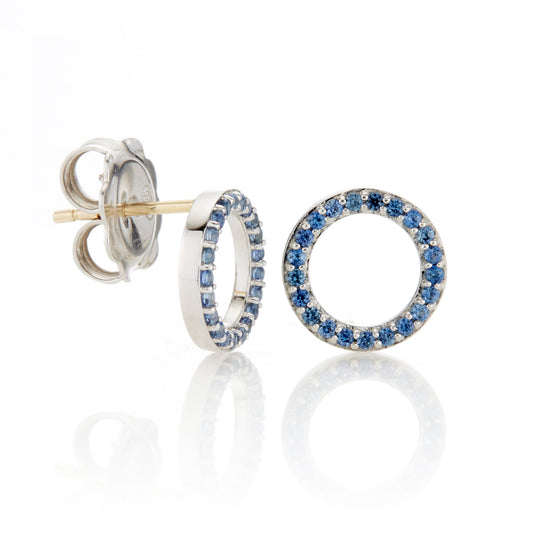 Blue Sapphire Open Circle Earrings