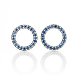 Blue Sapphire Open Circle Earrings