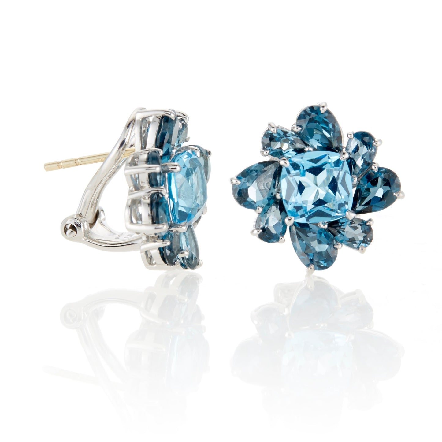Blue Topaz Flower Earrings
