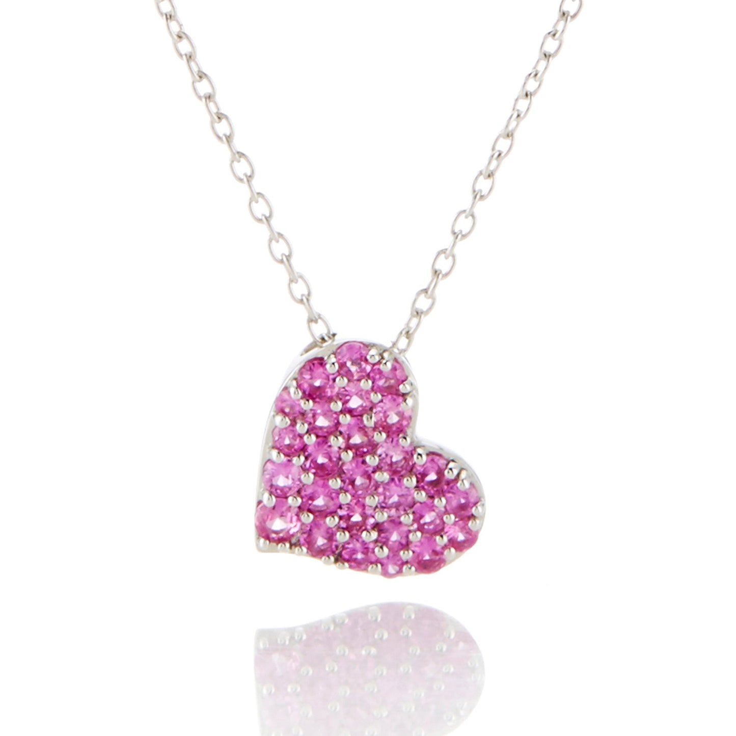 Gump's Signature Pavé Pink Sapphire Heart Pendant Necklace