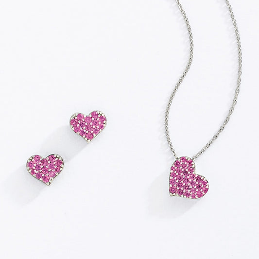 Pavé Pink Sapphire Heart Pendant Necklace