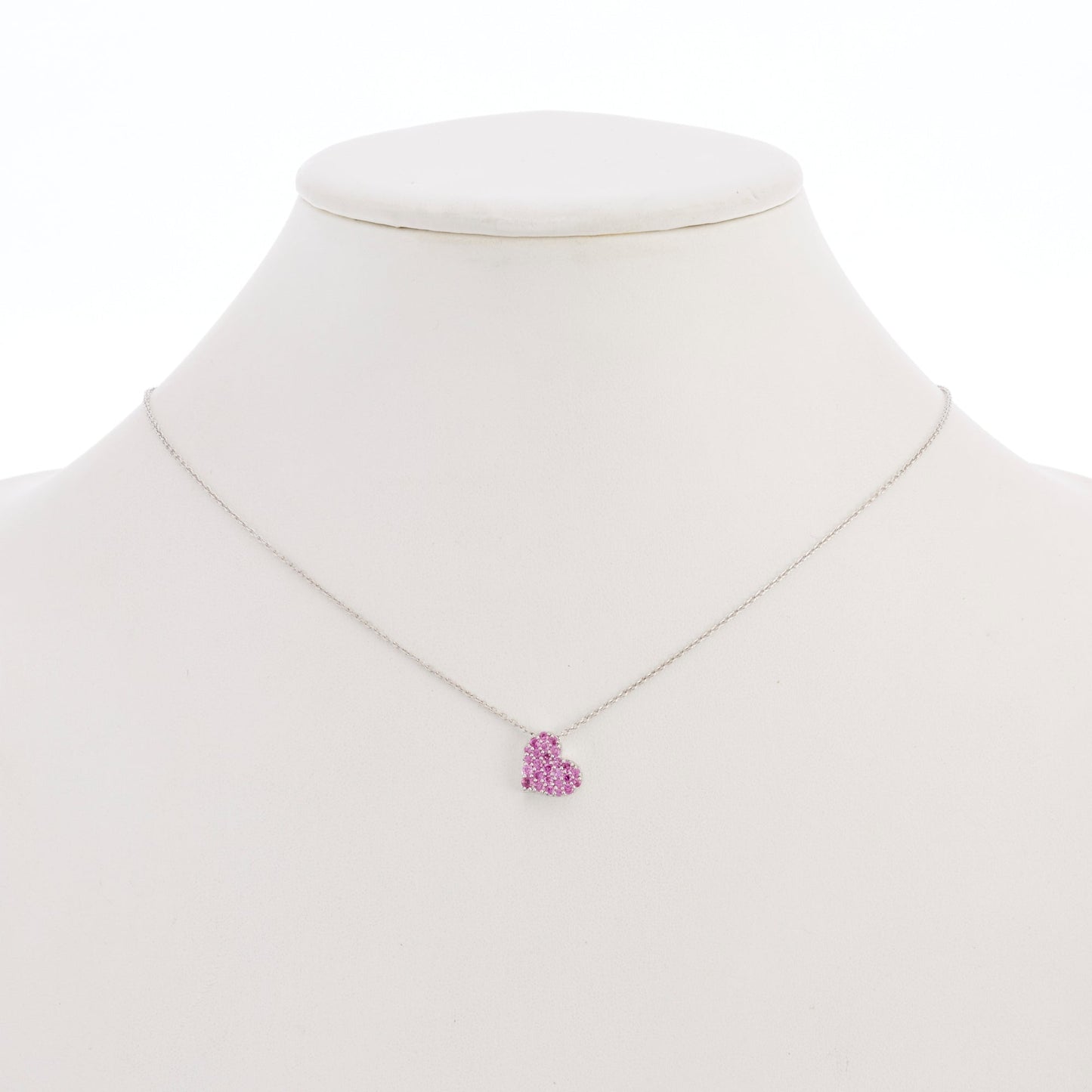 Pavé Pink Sapphire Heart Pendant Necklace