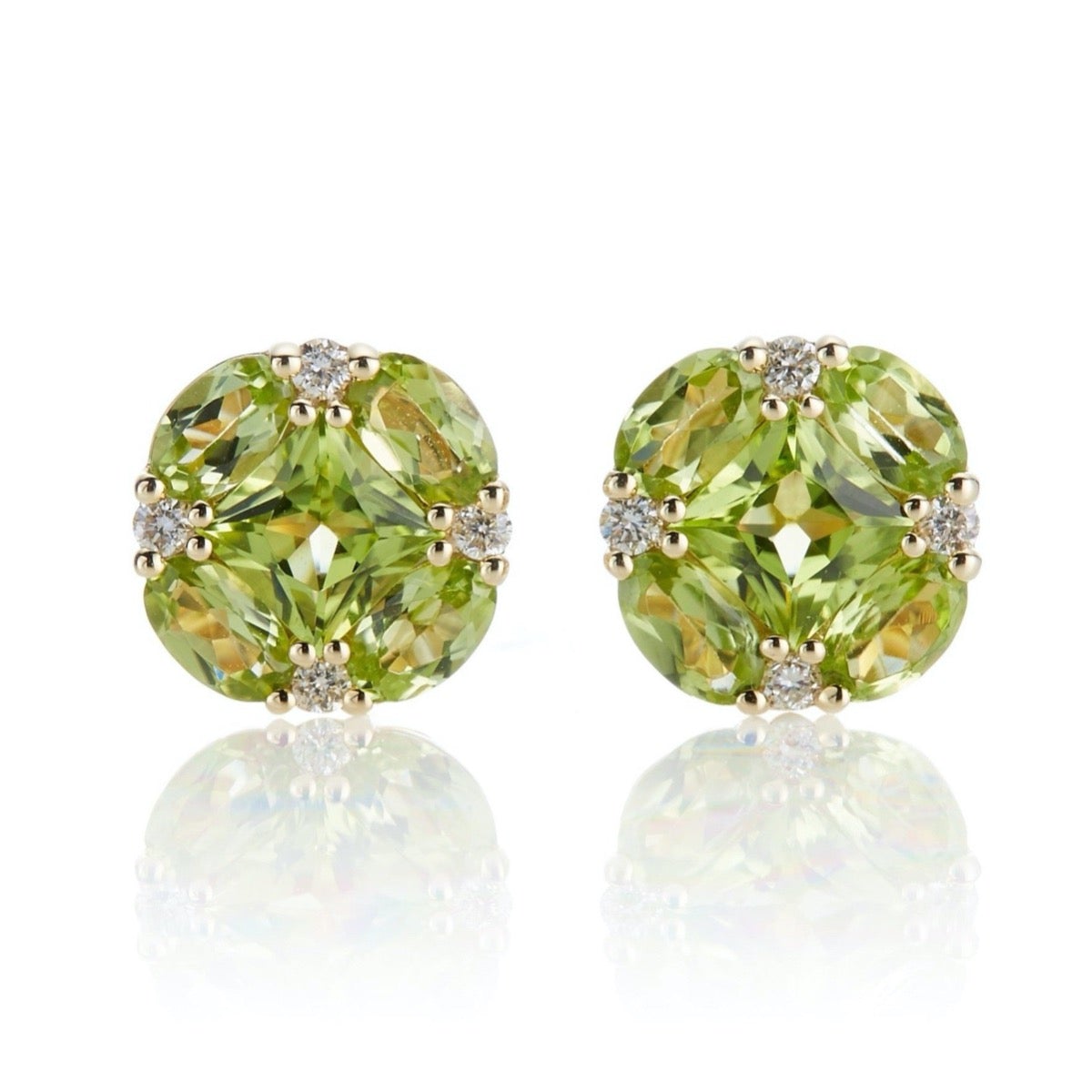 Gump's Signature Peridot and Diamond Quadrille Stud Earrings