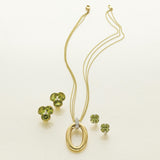 Quadrille Stud Earrings in Peridot & Diamonds