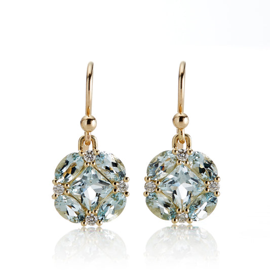 Gump's Signature Quadrille Earrings in Aquamarine & Diamonds