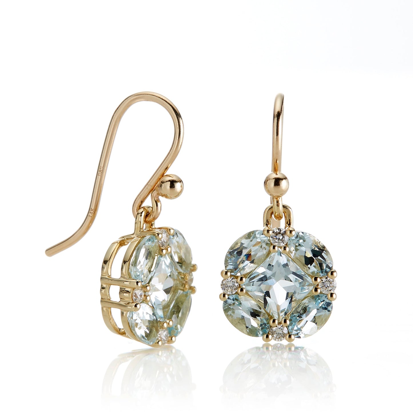 Quadrille Earrings in Aquamarine & Diamonds