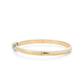 Diamond Crossed Gold Hinged Bangle