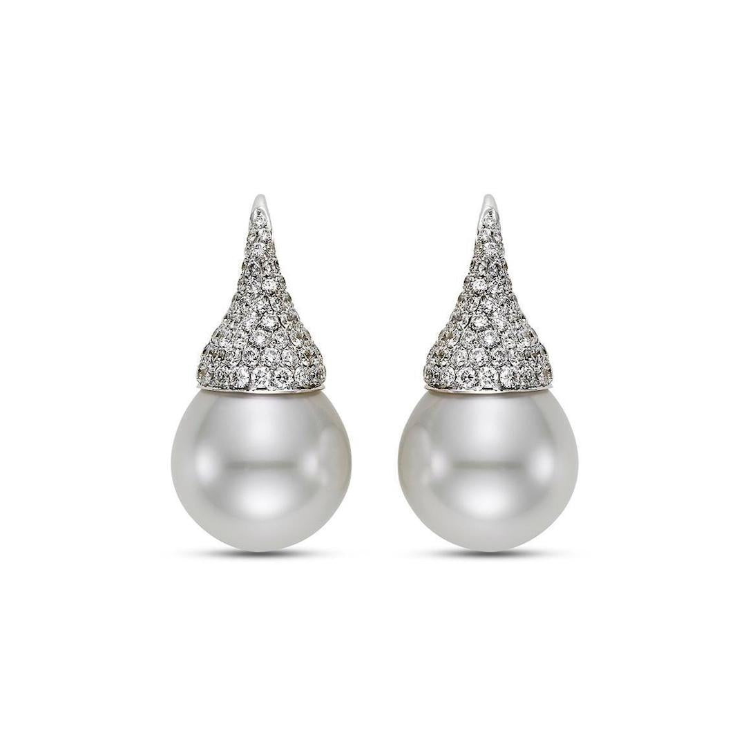 Mastoloni South Sea Pearl & Pavé Diamond Kiss Earrings