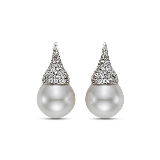 Mastoloni South Sea Pearl & Pavé Diamond Kiss Earrings