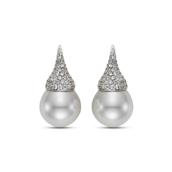 Mastoloni South Sea Pearl & Pavé Diamond Kiss Earrings
