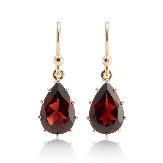 Gump's Signature Faceted Garnet Teardrop & Gold Earrings