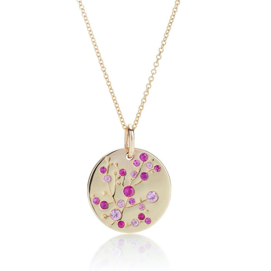 Gump's Signature Pink Sapphire Cherry Blossom Pendant Necklace