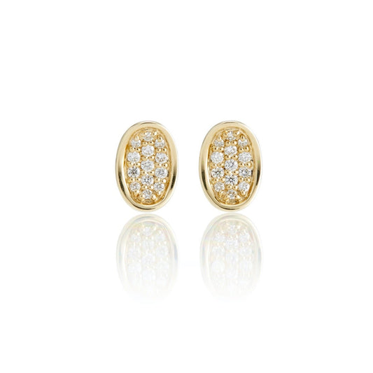 Gump's Signature Pavé Diamond Concave Oval Earrings