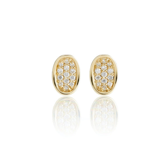Gump's Signature Pavé Diamond Concave Oval Earrings