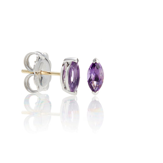 Amethyst Marquis Stud Earrings