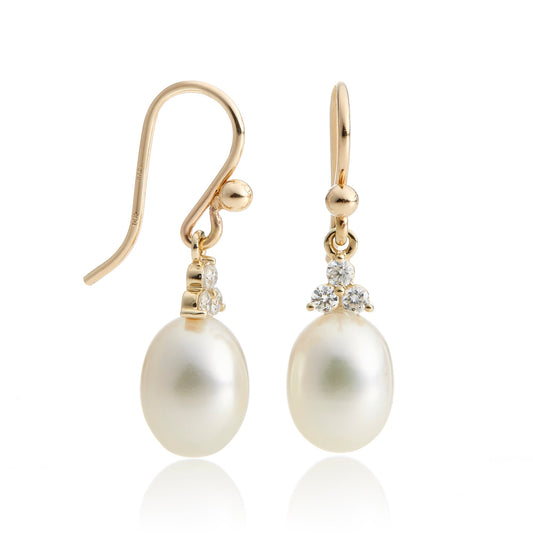 Madison Drop Earrings in Pearls & Diamonds
