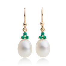 Gump's Signature Madison Drop Earrings in Pearls & Emeralds